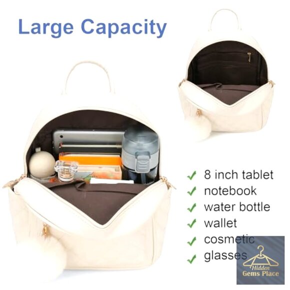 Mini Plaid Vegan Leather Backpack Daypack with Multiple Pockets main image 4